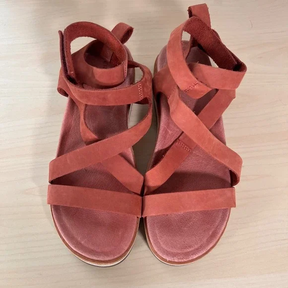 Merrell Redwood Sandals Womens 9 Red Brown Leather Strappy Platform J000572 - Picture 3 of 9